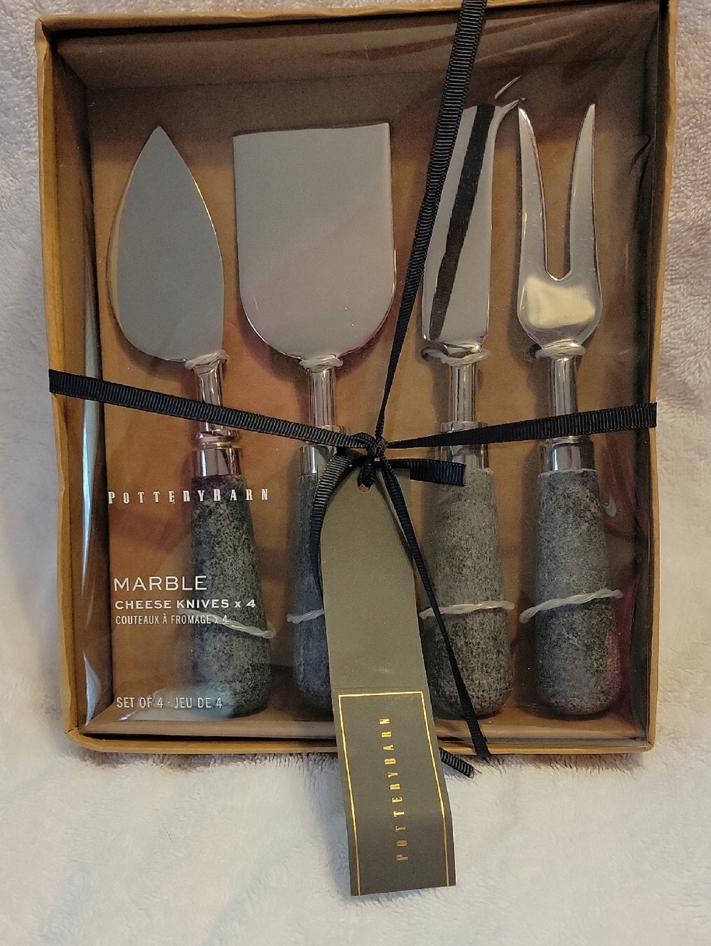 Pottery Barn Marble Cheese Knife Set - Gray Handles